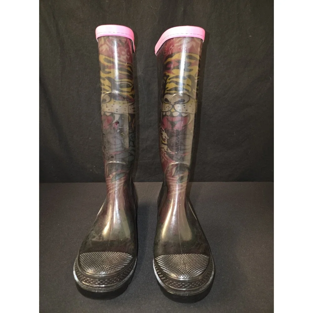Ed‎ Hardy Rain Boots Tiger Womens Size 5 Tiger Tall Y2K Vintage VTG NWOB
